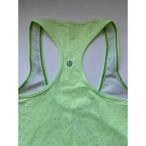 Lululemon lime Green Racerback Tank with Lavender Dots